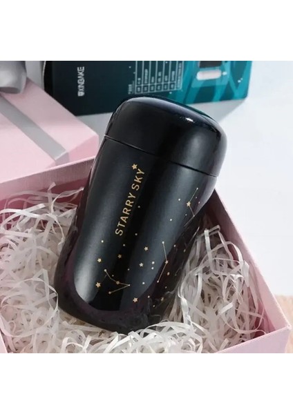 Termos Şişe Yıldızlı Gökyüzü Küçük Kapasiteli Sızdır Köpek Kupa 304 Paslanmaz Çelik Vakum Şişesi 200ML Termo Şişe Yeni Kapasite: 200ML/RENK: Siyah (Yurt Dışından)