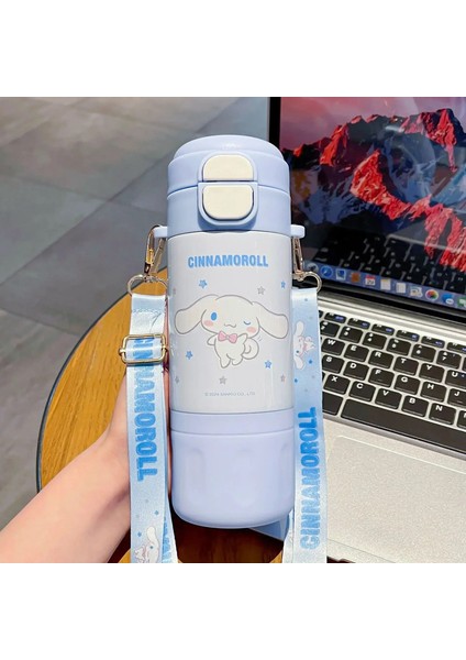 480ML Sanrio Termos Kupası Hello Kitty Kuromi Cinnamoroll Su Kupası Melodi Öğrenci Paslanmaz Çelik Tinsüllü Su Şişesi Hediye Kapaklığı: 480ML/RENK: Cinnamoroll (Yurt Dışından)