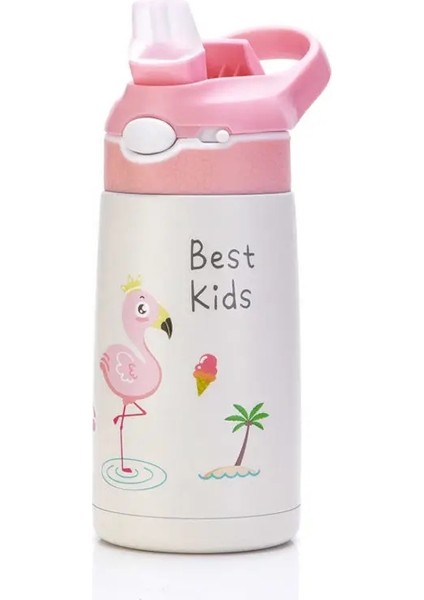 400ML Çocuklar Su Şişesi Karikatür Hayvan Çocuk Kupası Saman Paslanmaz Çelik Vakum Flacks Termos Şişesi Termal Kupa Cupscapacity: 400ML/RENK: E (Yurt Dışından)
