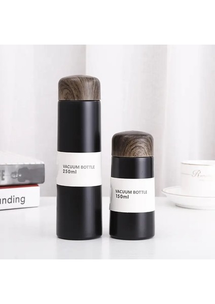 Mini Sevimli Kahve Vakum Şenlikleri Termos 150ML 250ML Küçük Kapasite Taşınabilir Paslanmaz Çelik Seyahat Su Şişesi Termosesansapakite: 150ML/RENK: Siyah (Yurt Dışından)