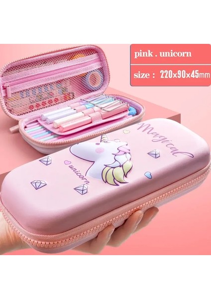 3D Kawaii Kalem Kılıfı Büyük Kapasiteli Unicorn Organizatör Kızlar Için Sevimli Çanta Kutuları Okul Ofis Malzemeleri Öğrenciler Kırtasiye Renk: Pembe Unicorn (Yurt Dışından)