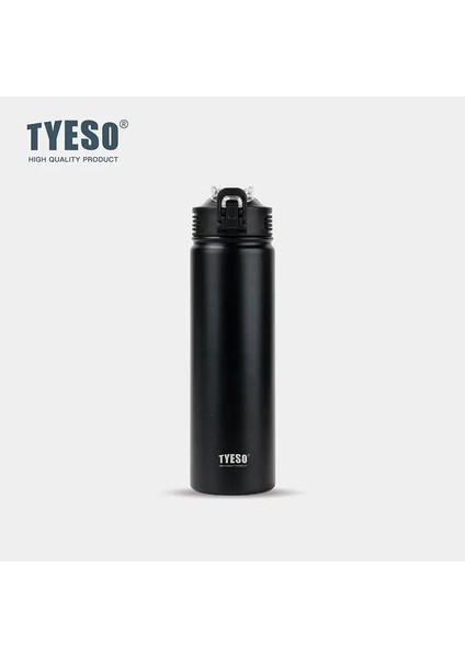 Tyeso Termos Şişesi Saman Paslanmaz Çelik Trafik Termal Kupası Spor Su Şişeleri Soğuk ve Sıcak Ins Stıll Su Kontrolü Kapalı: 600ML/RENK: Acate Siyah (Yurt Dışından)