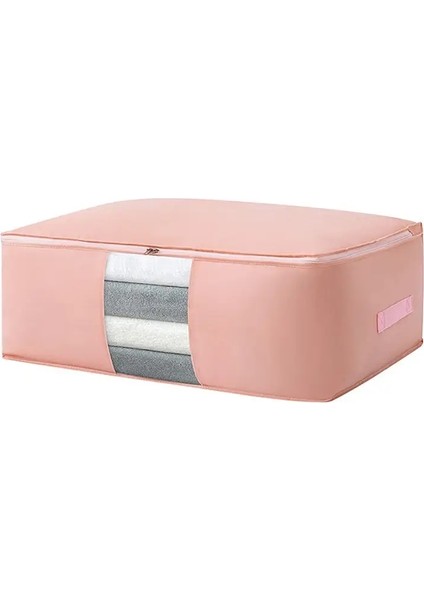 Giysiler Için Katlanabilir Depolama Çantaları Dokuma Giysiler Organizatör Dolap Dolap Organizatörü Yastık Yorgan Battaniyesi Depolama Boyutu: M 63X43X20.5CM/RENK: Pembe (Yurt Dışından)