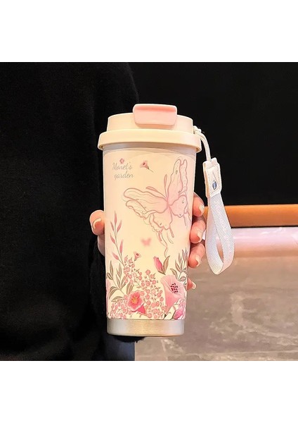 500ML Seramik Termo Kafe Kahve Kupa Termos Kupa Sızdırmaz Seyahat Termo Kupası Çay Su Kahve Yalıtılmış Kupa Içki Kravat: 500ML/RENK: Pembe (Yurt Dışından)