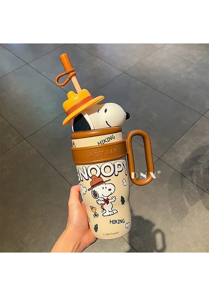 800ML Sevimli Yalıtımlı Su Şişesi Snoopy Büyük Kapasite Ofis Saman Termos Kupası Snoopy Cartoon Ifery Bir Friendcapacity Için Bir Hediye: 800ML/RENK: B (Yurt Dışından)