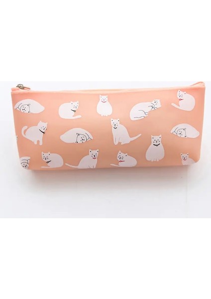 1pcs/lot Kawaii Kedi Silikon Kalemler Kasa Okul Malzemeleri Kırtasiye Zip Çantası Okul Ofis Malzemeleri Renk: Pembe (Yurt Dışından)