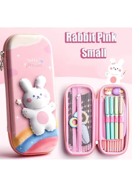 3D Büyük Kapasiteli Tek Boynuzlu At Kalem Kılıfı Kawaii Sevimli Kalem Kutusu Çanta Torbası Okula Geri Dönen Organizatör Kore Japon Kırtasiye Rengi: Tavşan Pembe-Küçük (Yurt Dışından)