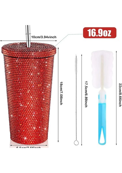 Çukurlu Termos Fincan, Çift Katmanlı Paslanmaz Çelik Saman Fincan, Çukurlu Rhinestone Kahve Fincanı, Hediye Fincanı, -Stcapacity: 501-600ML/RENK: Zise (Yurt Dışından)