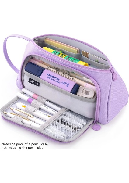 Büyük Kapasiteli Kalem Çantası, Okul Kalem Kasası Malzemeleri, Kırtasiye Depolama Çantası, Basit Renk, Taşıması Kolay, Yetişkin Öğrenciler Uygulanabilir 。color: Soluk Pembe (Yurt Dışından)