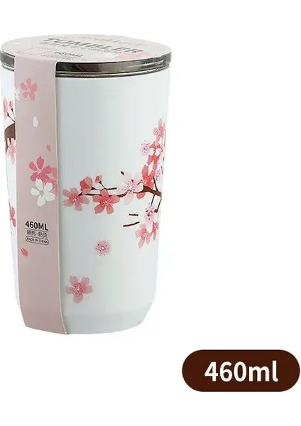 360/560ML Termos Kupa Sızdırmaz Seyahat Ins Kiraz Çiçeği Stili Paslanmaz Çelik Çift Duvara Dalı Çay Su Kahve Cupcapacity: 401-500ML/RENK: 360ML (Yurt Dışından)