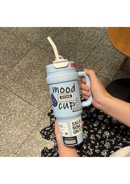 Saplamalı Termos Kupası 40 Oz 304 Paslanmaz Çelik Kahve Yalıtımlı Şişe Taşınabilir Araç Şişeleri Buz Kupası Kapasite: 901-1000ML/RENK: Mavi (Yurt Dışından)