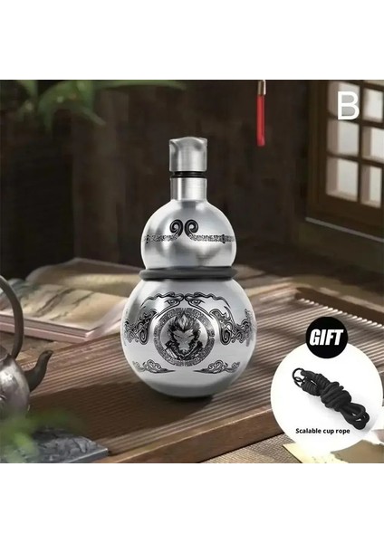 Taşınabilir Wukong Kabak Su ŞIŞESI-500ML 304 Paslanmaz Çelik Yalıtılmış Kupa, Siyah Oyun Rolü Oynama Dekorasyon Kapaklığı: 500ML/RENK: 1 (Yurt Dışından)