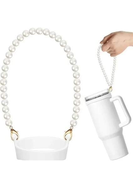 Inci Zinciri Su Şişesi Tutucu, 8-40 Onsluk Su Şişesi Kayışları Için Uygun, Saplı Dak, Fincan Accessoriescolor ile Uyumlu: Fildişi (Yurt Dışından)