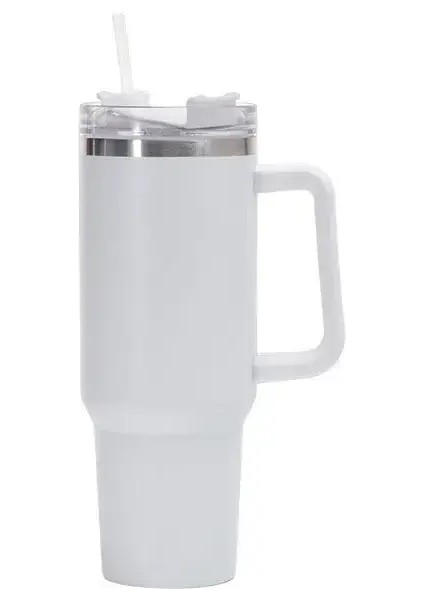 40 Oz Paslanmaz Çelik Araba Dağı Kollu Büyük Kapasiteli Su Dağı ve Saman Çift Duvarlı Yalıtılmış Seyahat Kupa Tatili Hediye Sahası: 1200ML 40 Oz/renk: Beyaz (Yurt Dışından)