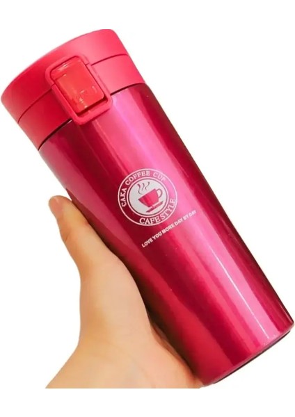 380ML/500ML Termos Kahve Kupası Çay Kupa Çift Katmanlı Paslanmaz Çelik Vakum Yalıtımlı Metal Termos Açık Hava Spor Su Şişesi Kapasite: 380ML/RENK: Kırmızı (Yurt Dışından)