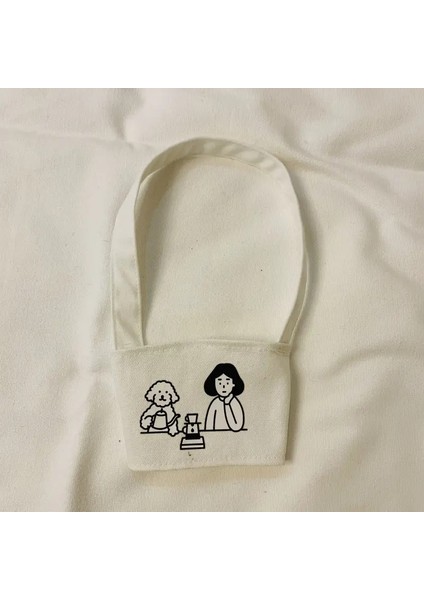 Taşınabilir Su Şişesi Tutucu Taşıma Çanta Kahve Kupası Depolama Kılıf Kapağı Tuval Baskı Sütlü Çay Seti Içme Şişesi Kayışı Yeni Kol: Stil 1 (Yurt Dışından)