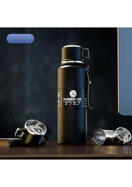 Gianxi Termos Taşınabilir Paslanmaz Çelik Termal Kupa Tumbler Vakum Şenlikleri Soğuk ve Sıcak ve Buz Termal Su Şişesi Araç Çay Cupcapacity: 600-1500ML/RENK: Siyah 600ML (Yurt Dışından)