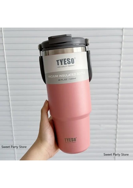 Tyeso 600/750/900/1050/1200ML Paslanmaz Çelik Termos Şişe Araba Kahve Kupası Spor Su Şişeleri Soğuk ve Isı Termal Kupa Kapasite: 600ML/RENK: Pembe (Yurt Dışından)