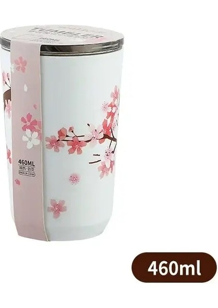 Termal Kupa Paslanmaz Çelik Protable Sakura Vakum Şişesi Yalıtımlı Su Kupası Kaplamalı Seyahat Suyu Buzlu Şişe Mutfak Aletleri Kapasite: 300ML/RENK: 460ML (Yurt Dışından)