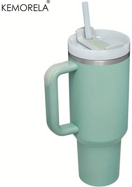 Kemorela Tumbler Sap Kapaklı Saman Paslanmaz Çelik Su Şişesi 887/1182ML Vakum Termos Kupası Seyahat Araba Kahve Kupa Kapasite: 1182ML/RENK: B (Yurt Dışından)
