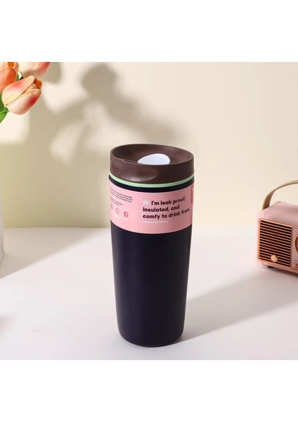 Paslanmaz Çelik Yalıtımlı Dak, Basit ve Şık, Kahve Içme Için Uygun, Dış Mekan Kullanımı Için Taşınabilir ve Carrie Kapasitesi Olabilir: 12OZ/RENK: Siyah (Yurt Dışından)