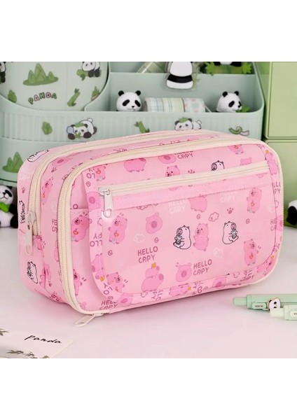 Çok Fonksiyonel Capya/panda Pen Çantası Büyük Kapasiteli Dokuz Katmanlı Kalem Kılıf Kir Koruyucu Kırtasiye Çantası Okul Ofis Renk: Pink-Capya (Yurt Dışından)