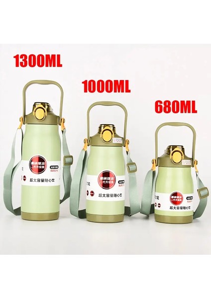 680ML/1000ML/1300ML Termos Şişe Paslanmaz Çelik Taşınabilir Termal Kupa Büyük Kapasiteli Tumbler Spor Kupası ile Termo Şişe Yeni Kapasite: 820ML/RENK: Yeşil (Yurt Dışından)