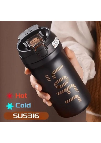 600ML/21 Oz Termal Kahve Kupası Siparişi Çift Duvarlı Yalıtılmış Süblimasyon Yatma Yok Geçirmez Su Termos Taşınabilir Kahve Cupcapacity: 600ML/RENK: Siyah (Yurt Dışından)