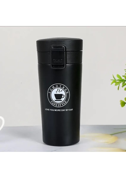 380ML/510ML Paslanmaz Çelik Termos Kupa Taşınabilir Vakum Şişeler Seyahat Termal Su Şişesi Soğuk ve Isı Kahve Kupası Kapasite: 380ML/RENK: Siyah (Yurt Dışından)