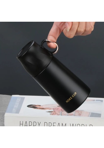 304 Paslanmaz Çelik Termal Kupa Çift Katmanlı Sızdır Yalıtımlı Yalıtımlı Su Şişesi Sıcak ve Soğuk Içecekler Kahve Kupa Vakum Şişesi Kapasite: 260ML/RENK: Siyah (Yurt Dışından)