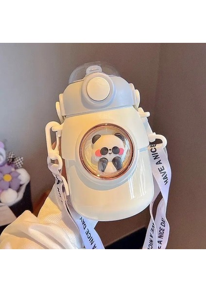 Sevimli Termos Şişesi Çocuklar Su Kupası Kawaii Saman 700ML Paslanmaz Büyük Kapasiteli Karikatür Kız Çocuklar Için Kettle Öğrenci Kupası Kapasite: 700ML/RENK: Beyaz (Yurt Dışından)