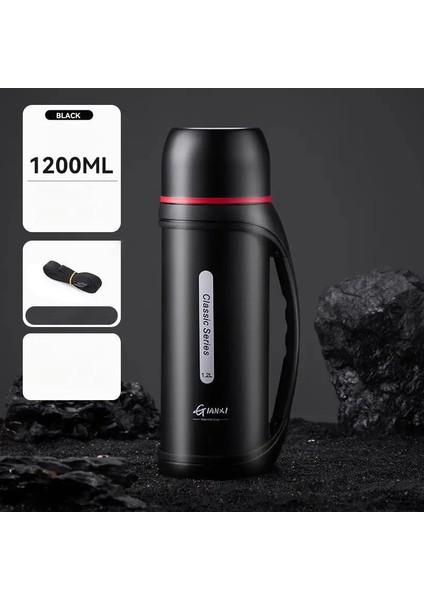 Gianxi 1.2l Büyük Kapasiteli Kettle Dış Mekan Kampı Termos Açık Seyahat Seyahat Kahve Termos Taşınabilir Vakum Cupcapacity: 1000-1500ML/RENK: Gümüş 1200ML (Yurt Dışından)