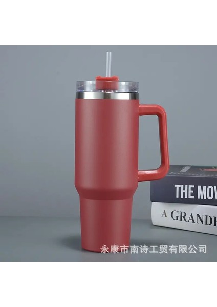 40 Oz Paslanmaz Çelik Yalıtımlı Su Şişesi Saplı Içme Dakları, Yaz Için Kapak Saman Kupası ile Soğuk Dak Tutar. (Yurt Dışından)