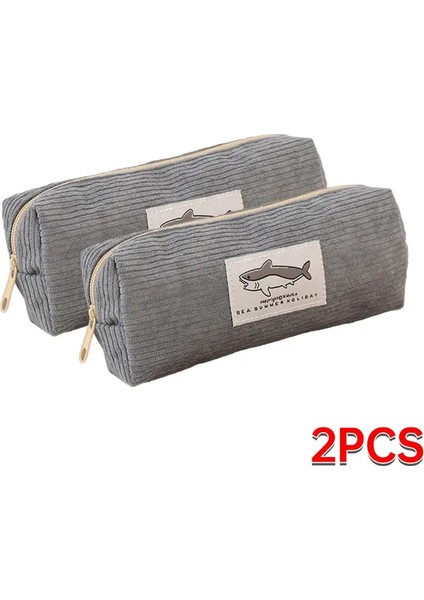 Sevimli Köpekbalığı Kalem Kasası Nakış Kalemi Çantası Okula Geri Dönen Kızlar Için Kırtasiye Ürünleri Çocuklar Masası Sevimli Aksesuarlar Hediye Renk: 2pcs Koyu Gri (Yurt Dışından)