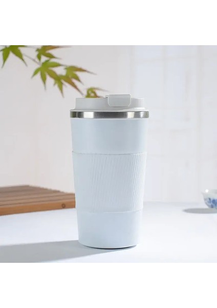380ML 510ML Paslanmaz Çelik Kahve Fincanı Termal Kupa Garrafa Termica Cafe Copo Termo Caneca Kaymaz Seyahat Arabası Yalıtımlı Şişe Kapasitesi: 380ML/RENK: Beyaz (Yurt Dışından)