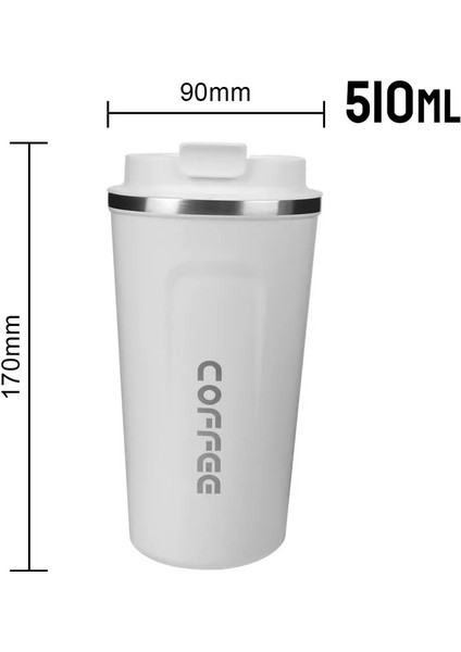 Kahve Kupa Thermo Cafe Çay Su Için Çift Paslanmaz Çelik Kahve 380/510ML Sızıntı (Yurt Dışından)