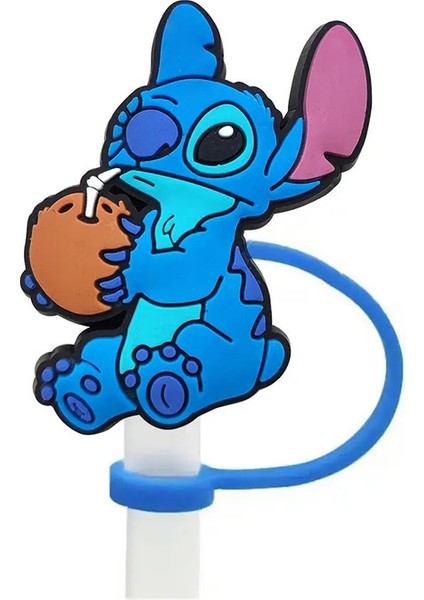Disney Stitch Karikatür Silikon Saman Saman Şişesi Için Saman Şişesi Içme Toz Kapağı Saman Tip Kapak Kupa Aksesuarları 10MMCOLOR: 1pcs-17 (Yurt Dışından)