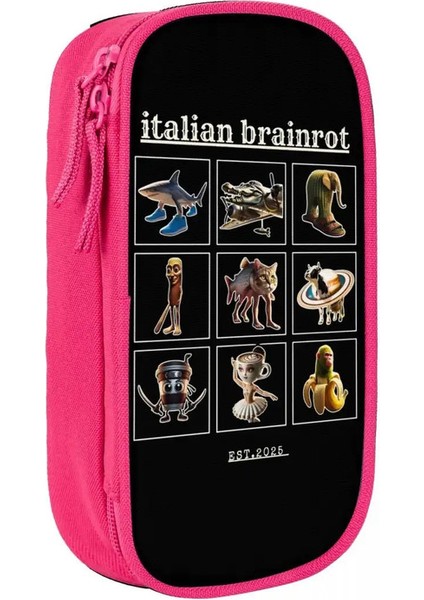 Brainrot Charaker Meme Kalem Kılıfları Pencil Kılıfları Kız Çocuk Için Kalem Büyük Depolama Çanta Ofis Hediyeleri Kırtasiye Renk: Pembe (Yurt Dışından)