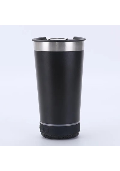 Çelik Çift Duvar Vakum Yalıtımlı Bira Dakları 16OZ Bluetooth Hoparlör Su Kahve Şişesi Tumbler Hediye Mugcapacity: 401-450ML/RENK: Siyah (Yurt Dışından)