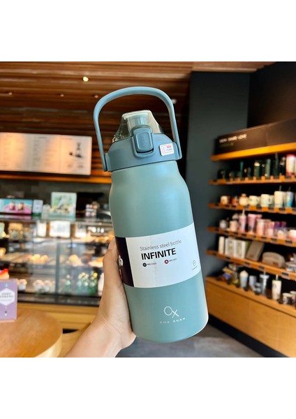 Tumbler Termo Şişesi Saman Paslanmaz Çelik Termal Su Şişesi ile Büyük Kapasite Soğuk ve Sıcak Termos Kupası Vakum Flask Flask Gymcapacity: 1300ML/RENK: Mavi (Yurt Dışından)