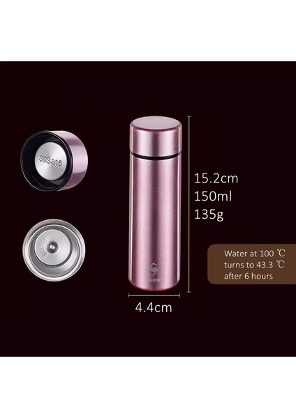 Lfgb Sertifikası 316 Paslanmaz Çelik Pişirme Vernik Mini Vakum Kupası 150ML Sızdırmazlık Cep Su Şişesi Termos ve Babycapacity Için Termos: 101-200ML/RENK: Pembe (Yurt Dışından)
