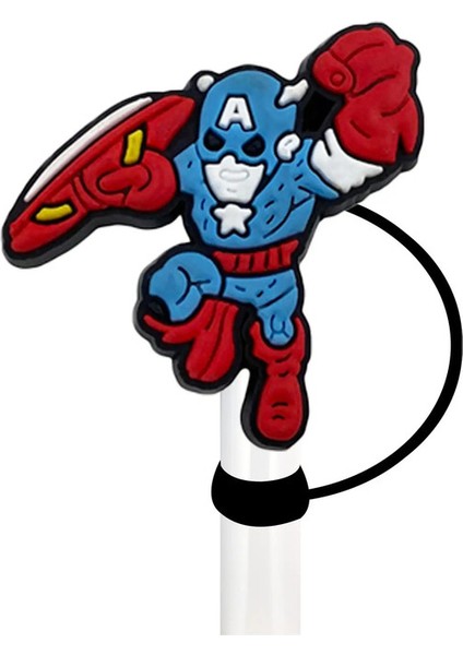 Sıcak Satışlar Marvel The Avengers Süper Kahraman Saman Kapağı Kapağı Içecek Saman Tapası Yeniden Kullanılabilir Sıçrama Kanıt Içme Kupası Saman Saman Samanı Accessorie Renk: 03 (Yurt Dışından)