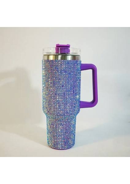40OZ Termos Kupası Saplı 304 Paslanmaz Çelik Vakum Yalıtımlı Şişe Taşınabilir Araç Şişeleri Kapasite: 1.2l/renk: Mor (Yurt Dışından)