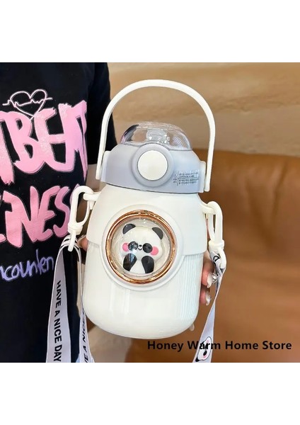 Termos Su Şişesi Çocuk 316 Paslanmaz Çelik Tumbler Cup Termal Hasırlı Içecek Yazıları Kız Kawaii Öğrenci Okul Seyahat Şişesi Kapasitesi: 700ML/RENK: Beyaz (Yurt Dışından)