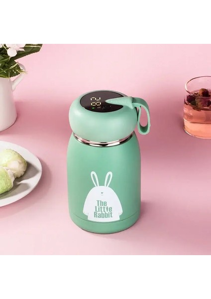 320ML Paslanmaz Çelik Termos Su Şişesi Çocuklar Için Akıllı Yalıtım Kupası Sıcaklık Ekran Termal Kupa Yalıtım Kapasitesi: 320ML/RENK: Yeşil Sıcaklık (Yurt Dışından)