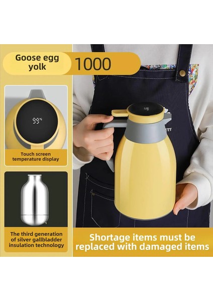 Mutfak Termal Su Isıtıcısı Ev Dijital Ekran Kahve, 1/1.3/2l Termos Cam Astar Vakum Şişeleri Büyük Kapasiteli Su Bottlecaity: 1.0l-2.0 L/renk: C-1.0l (Yurt Dışından)