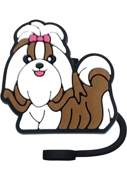 1-5pcs Kawaii Hayvanlar Köpek Saman Kapağı 10MM Içecek Saman Fişini Yeniden Kullanılabilir Sıçrama Geçirmez Içme Fincan Aksesuarları Ev Parti Hediyeleri Renk: 1PCS-10MM (Yurt Dışından)