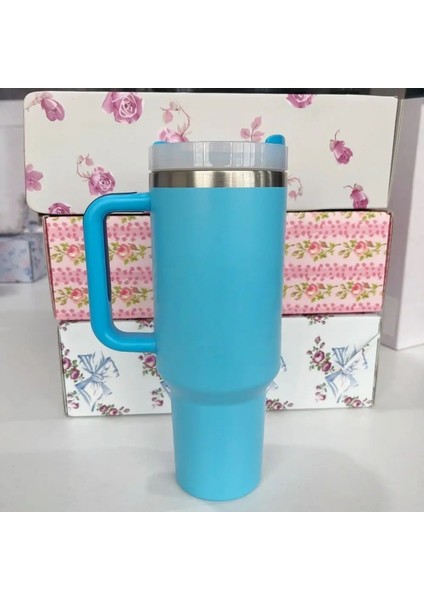 Tumbler Sap Kapağı Saman Termos Kupası Silikon Boot Paslanmaz Çelik Vakum Yalıtımlı Buzlu Seza Kahve Kupa Kapasitesi: 40OZ/RENK: Syl-3 (Yurt Dışından)