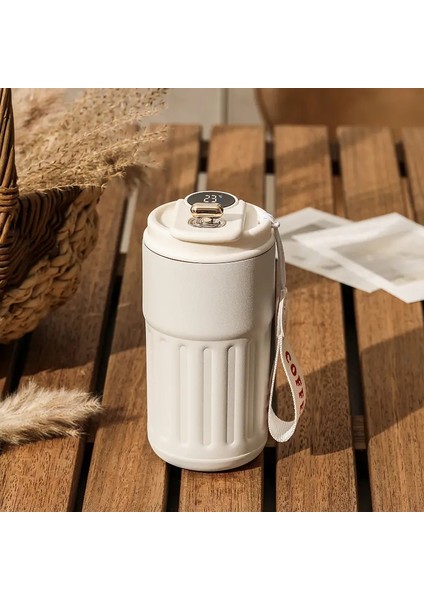 450ML Akıllı Termos Şişe Dijital LED Sıcaklık Kahve Kupa Kupa Paslanmaz Çelik Termal Kupa Tumbler Kupa Taşınabilir Vakum Şenlikleri Kapasite: 450ML/RENK: Beyaz (Yurt Dışından)