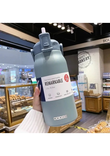 Büyük Kapasiteli Termo Şişe Taşınabilir Termal Kupa Termos Su Şişesi Tumbler Termozları Açık Yalıtımlı Paslanmaz Çelik Kupa Kapasite: 1300ML/RENK: Canan (Yurt Dışından)